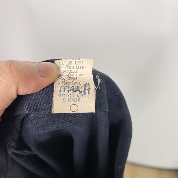 Theory Womens 12 Navy Blue Clea Bistretch Pencil Skirt Front Slit Pockets Cotton - Picture 10 of 10